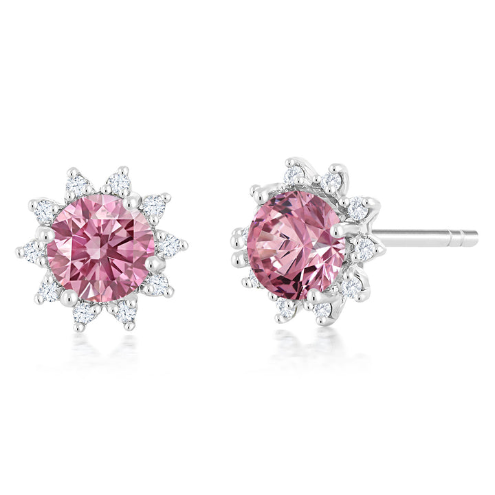 Pink Lab Grown Diamond_Earrings in 18K White Gold