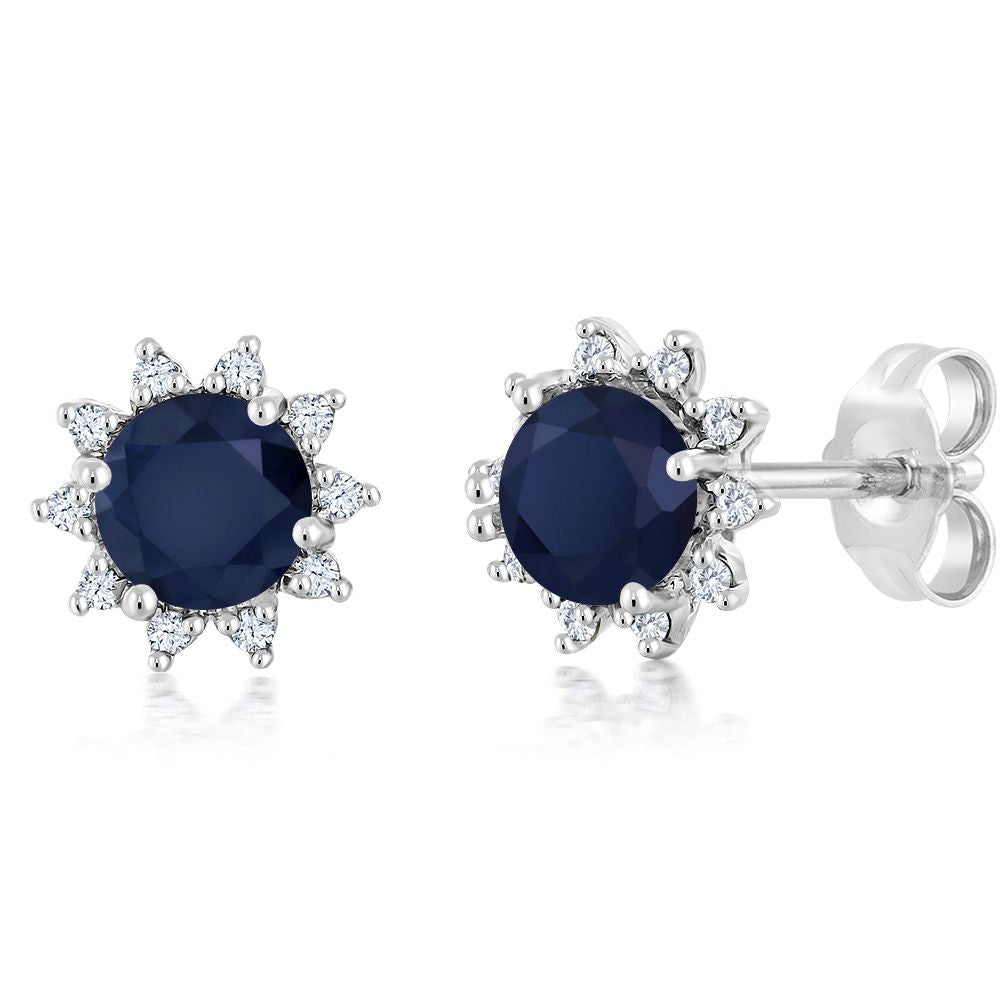 Blue Sapphire_Earrings in 18K White Gold