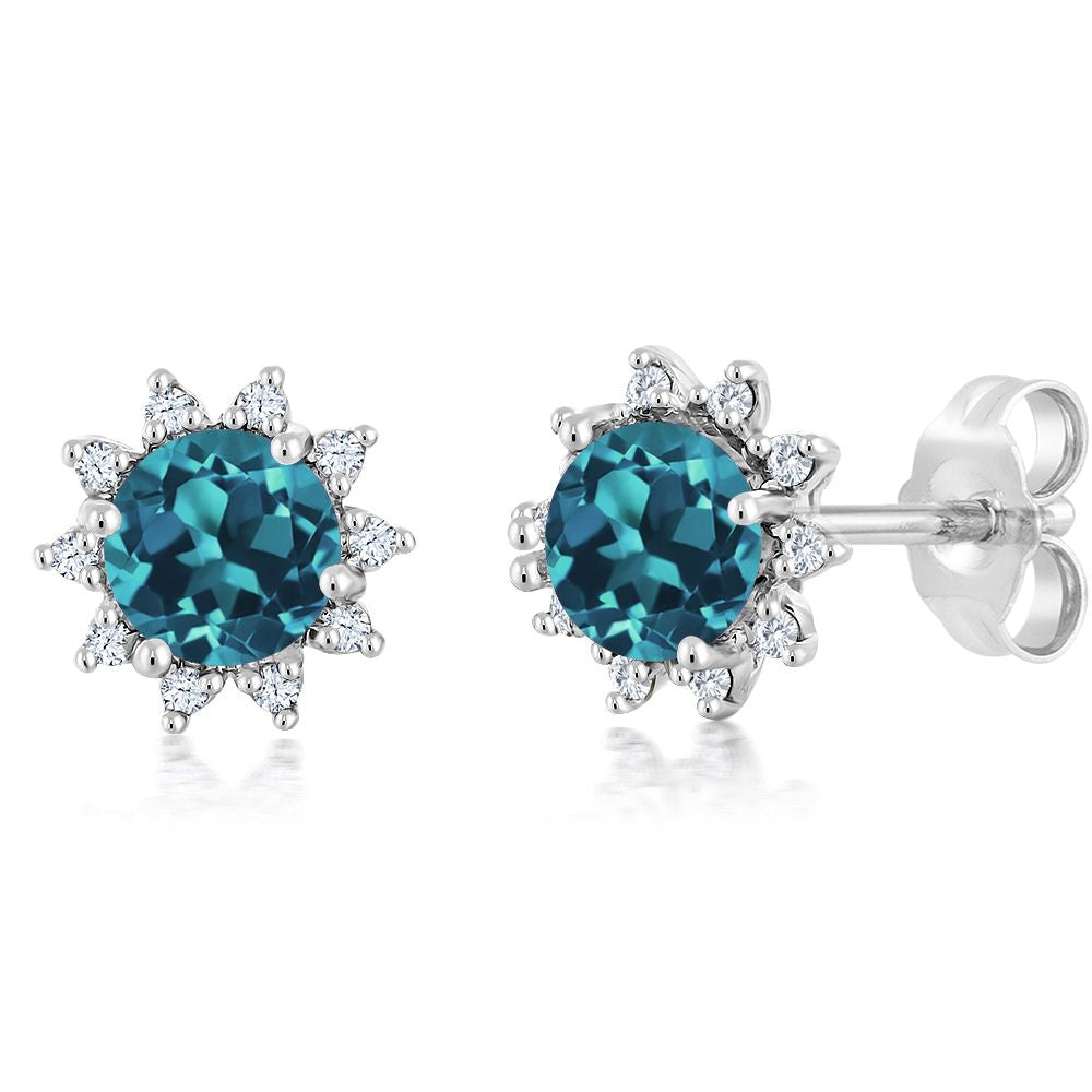London Blue Topaz_Earrings in 18K White Gold