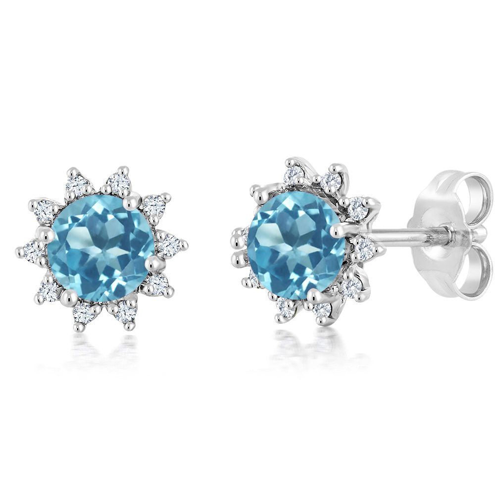 Swiss Blue Topaz_Earrings in 18K White Gold