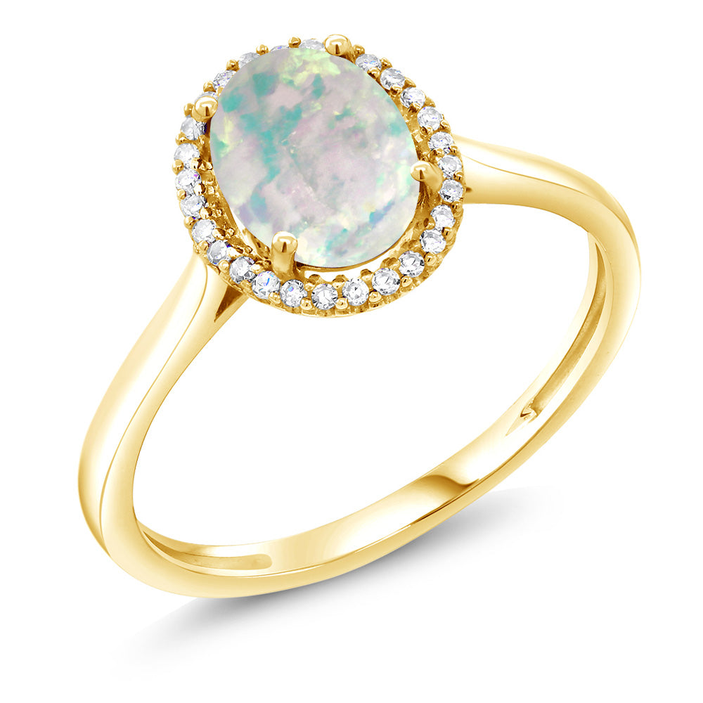White Opal_9.5_Ring in 10K Yellow Gold