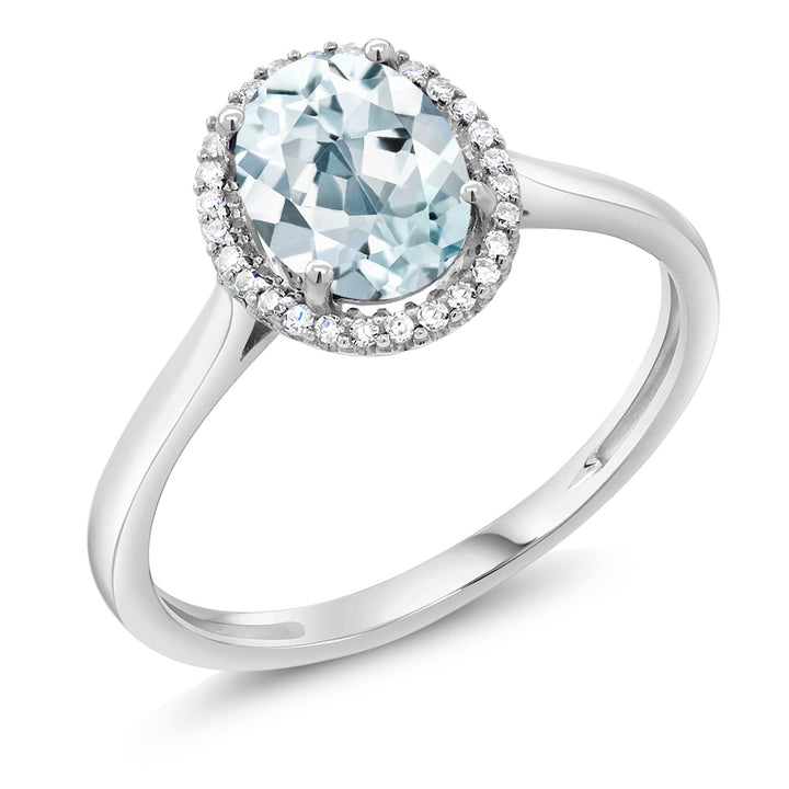 Aquamarine - March_5_Ring in 10K White Gold
