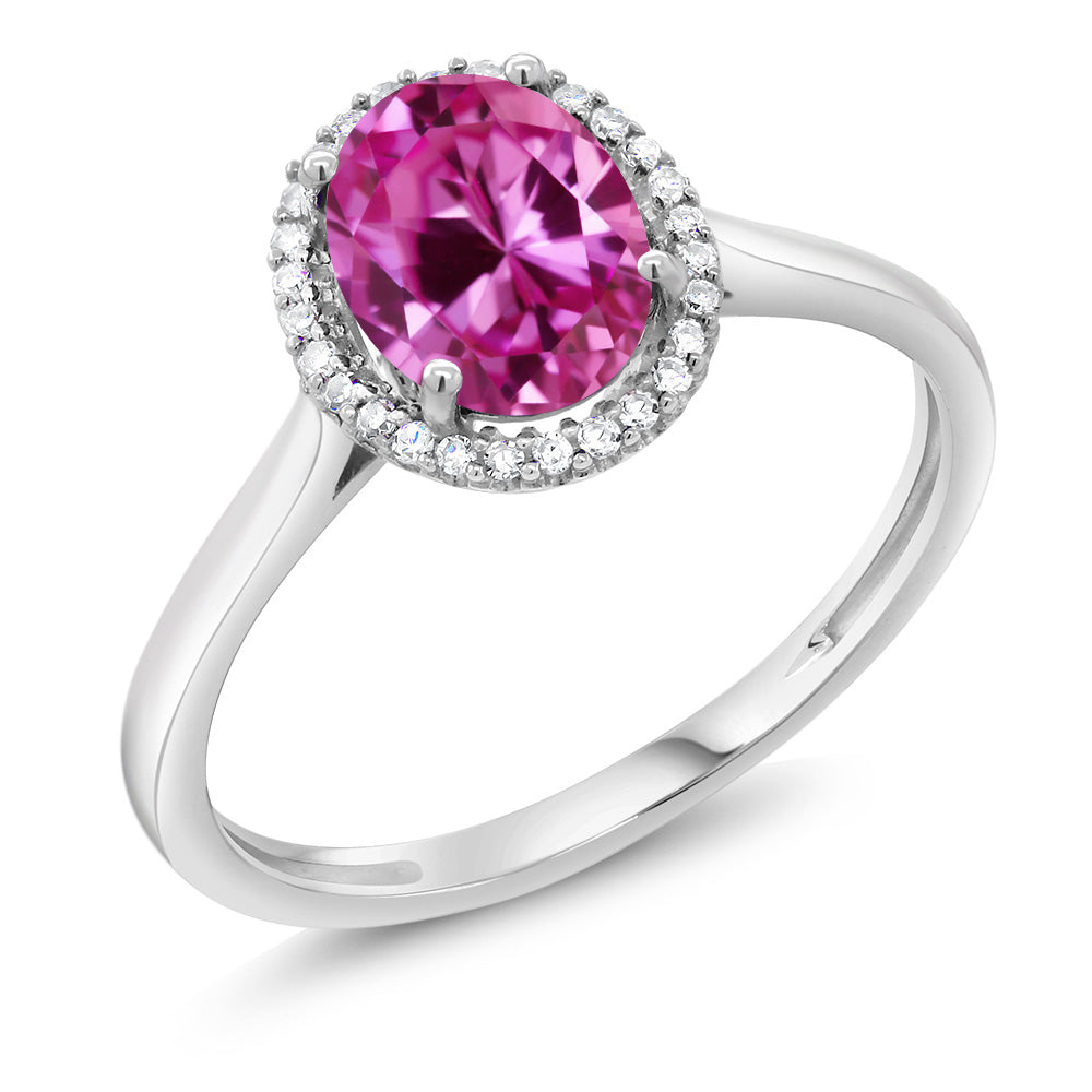 Pink Created Sapphire_6_Ring in 10K White Gold