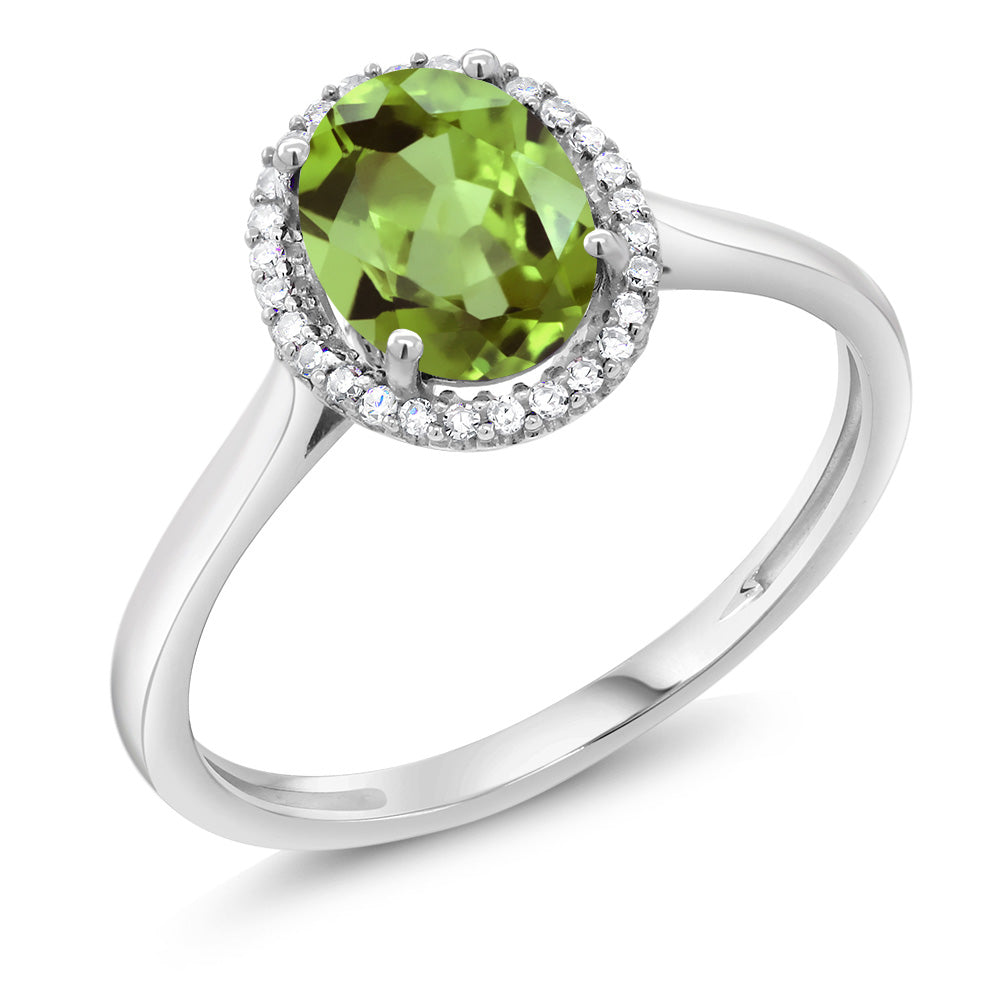 Peridot_10_Ring in 10K White Gold