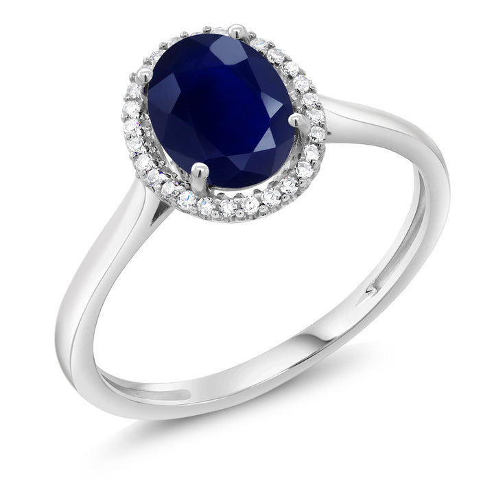 Sapphire and Diamond_Ring in 10K White Gold