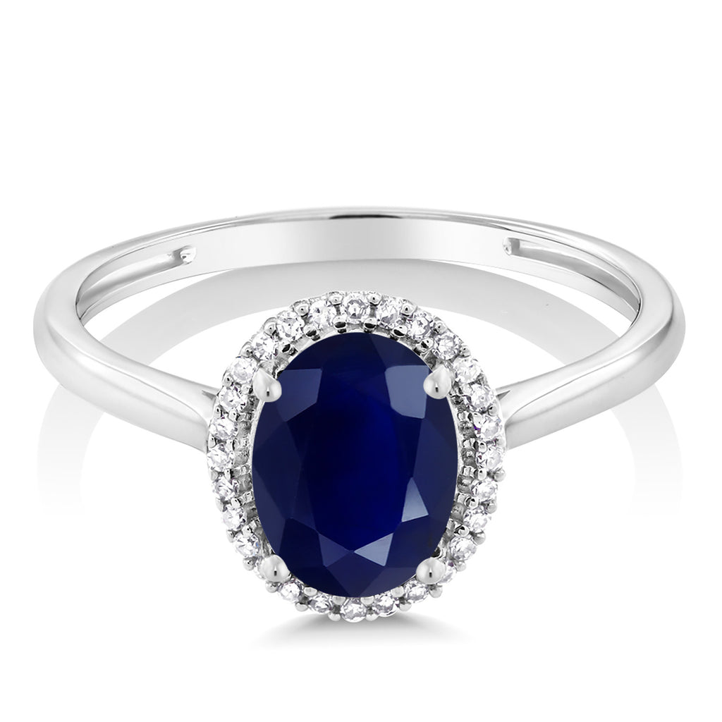 Sapphire and Diamond_Ring in 10K White Gold