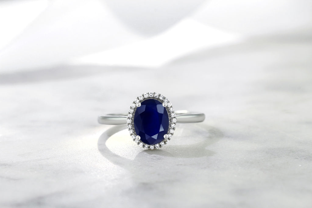 Sapphire and Diamond_Ring in 10K White Gold
