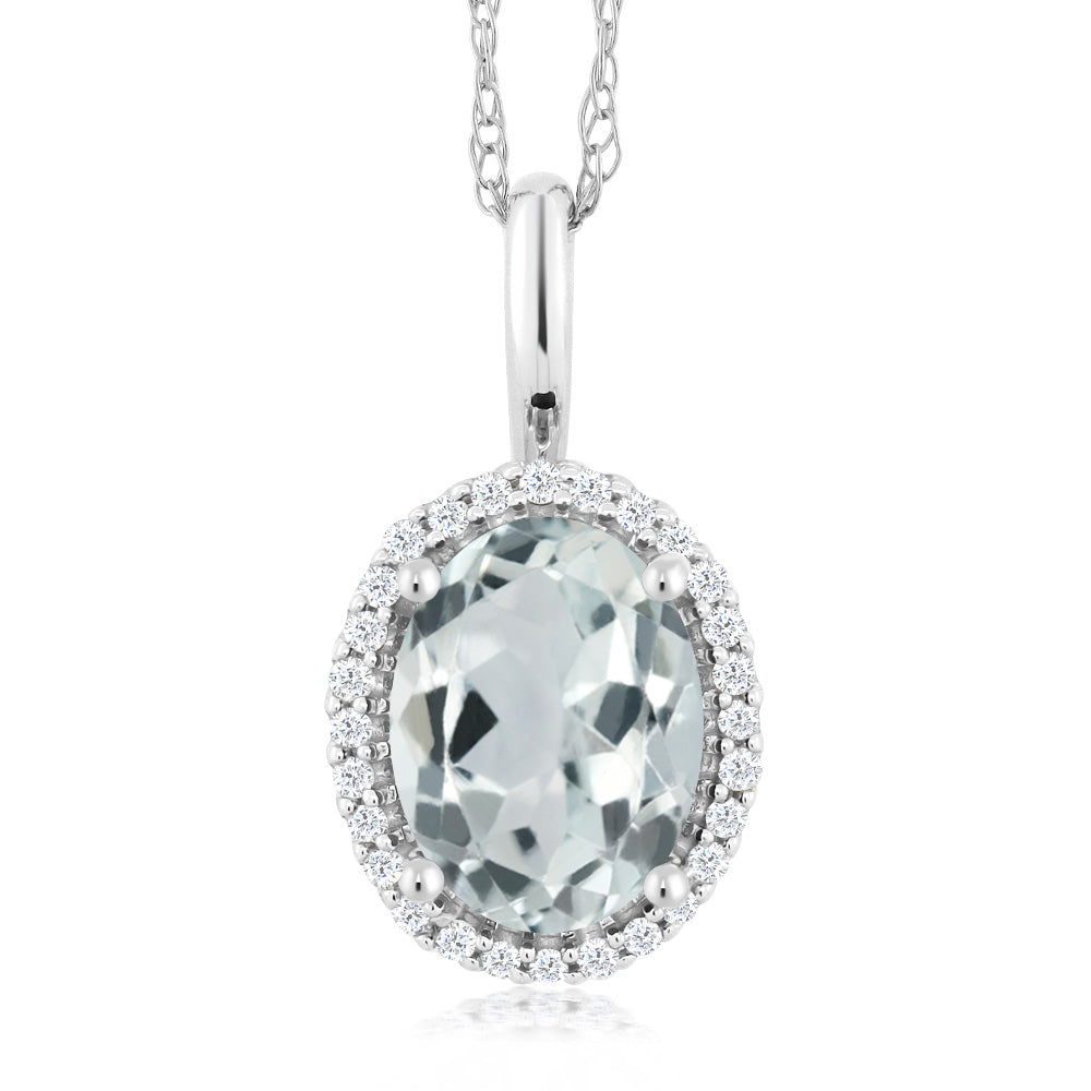 Aquamarine - March_Pendant in 10K White Gold
