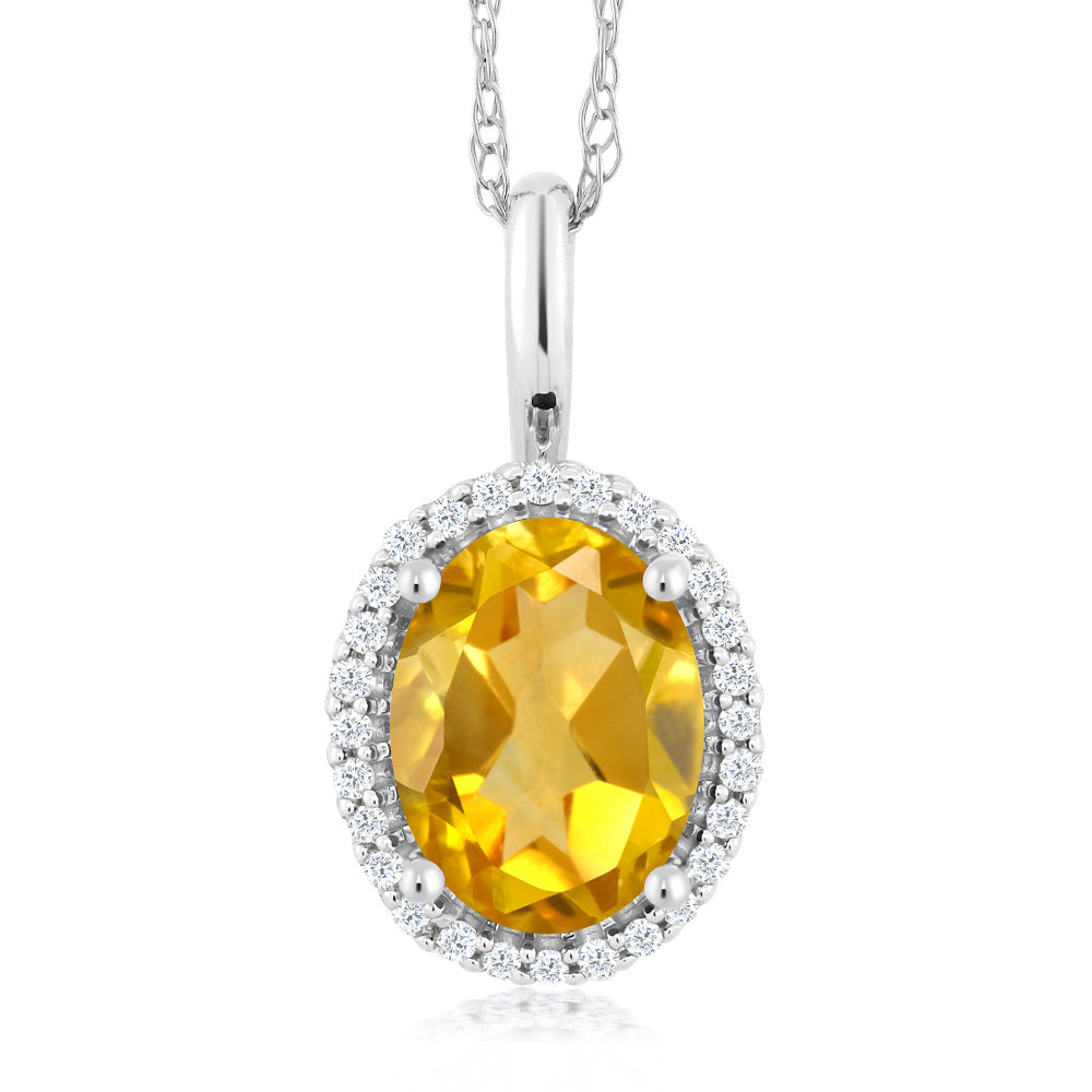 Citrine - November_Pendant in 10K White Gold