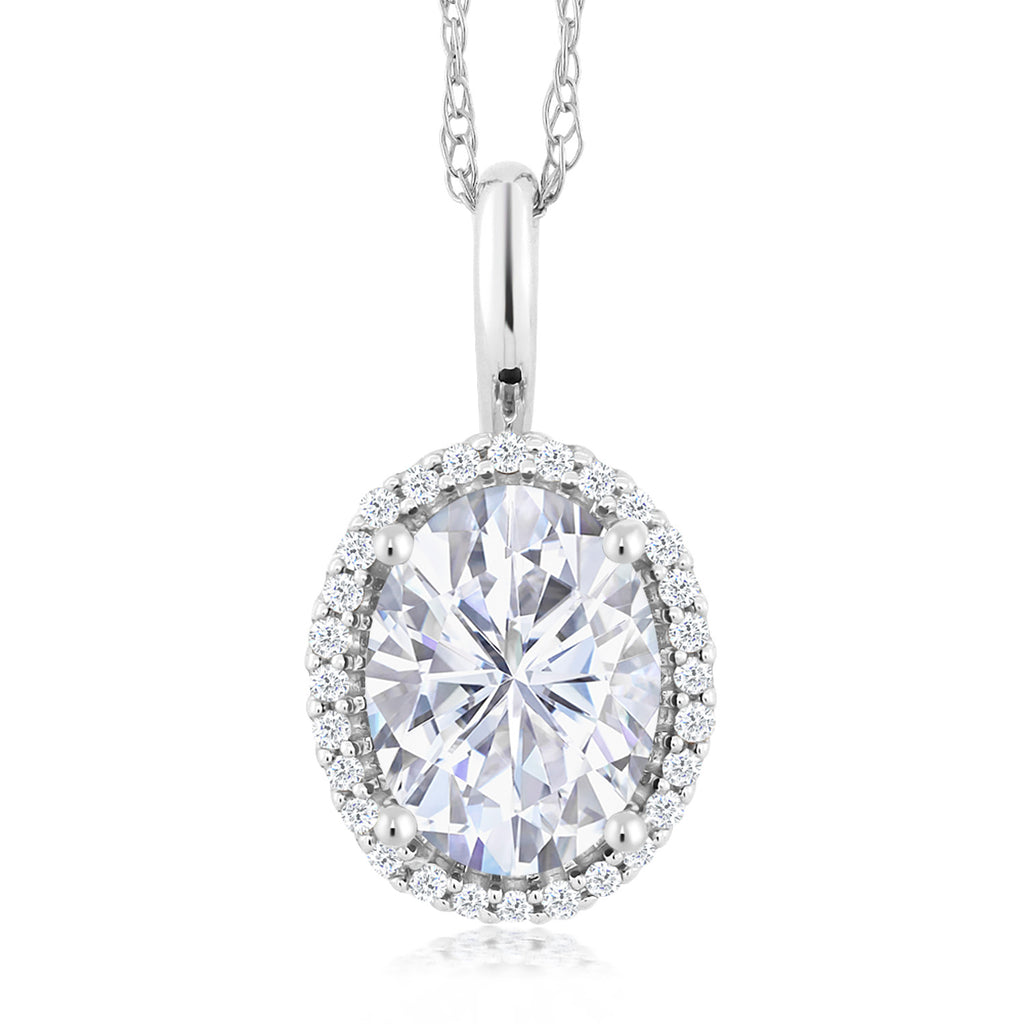 Moissanite_Pendant in 10K White Gold