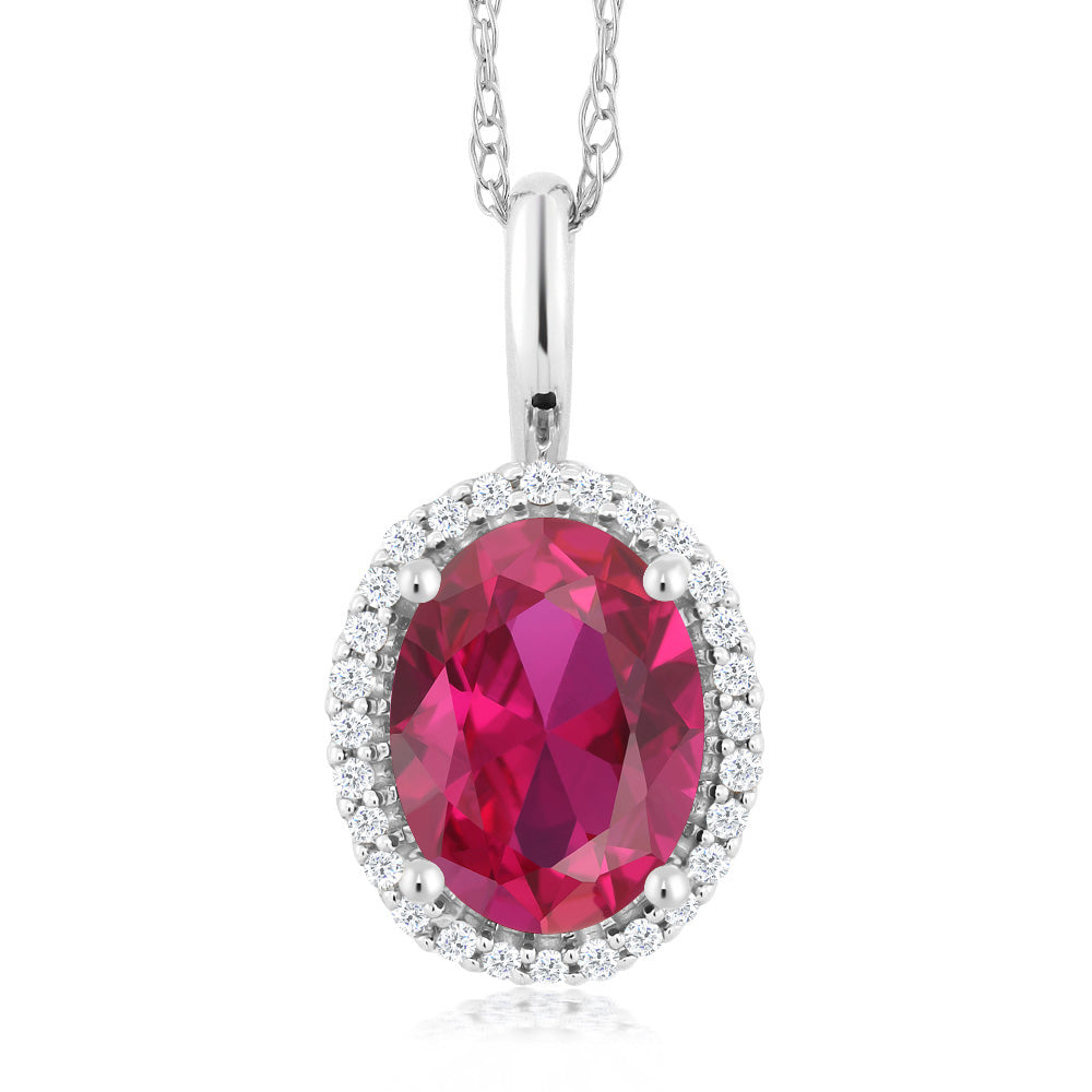 Created Ruby - July_Pendant in 10K White Gold