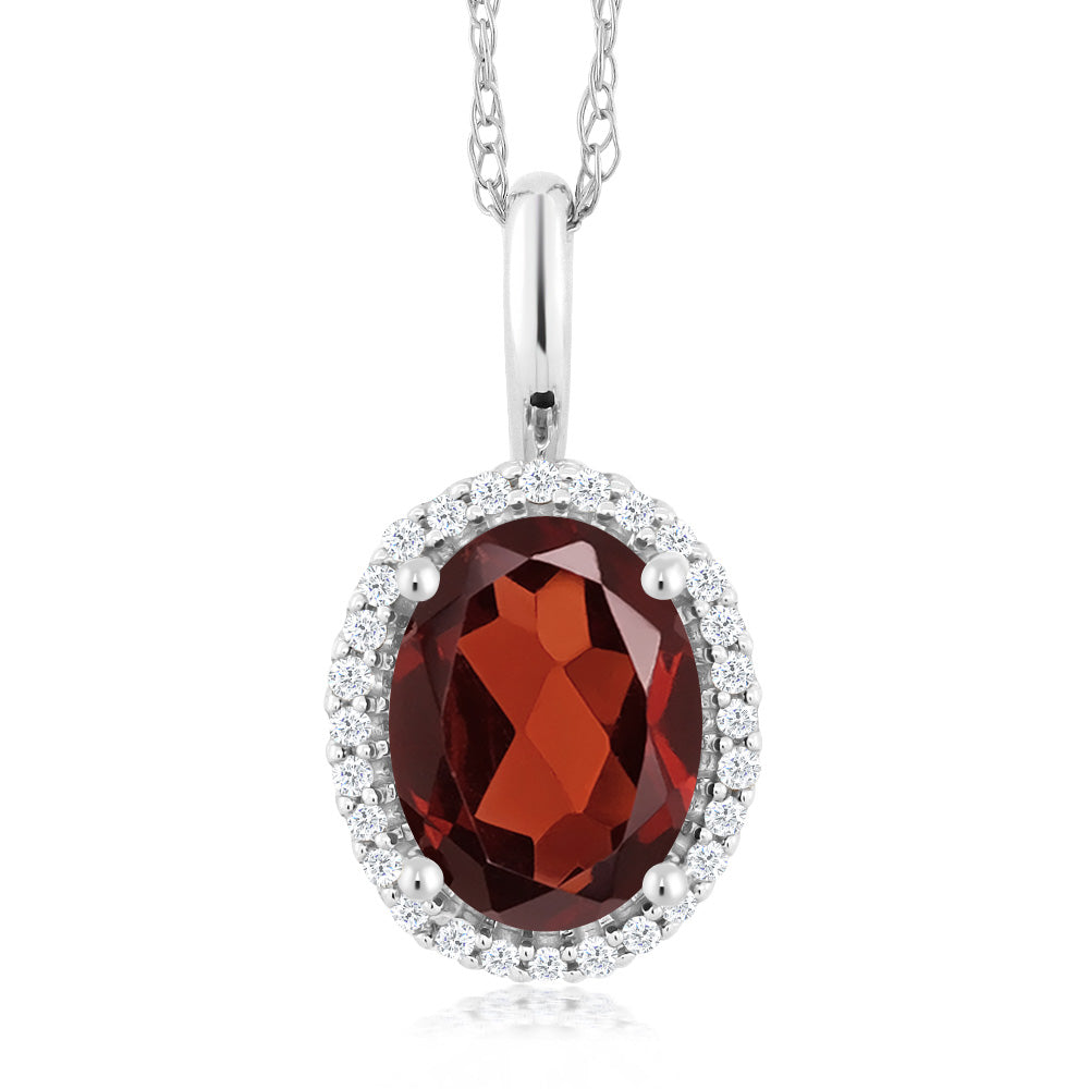 Garnet - January_Pendant in 10K White Gold