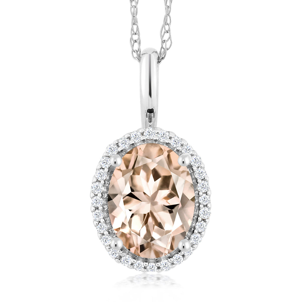 Morganite - October_Pendant in 10K White Gold