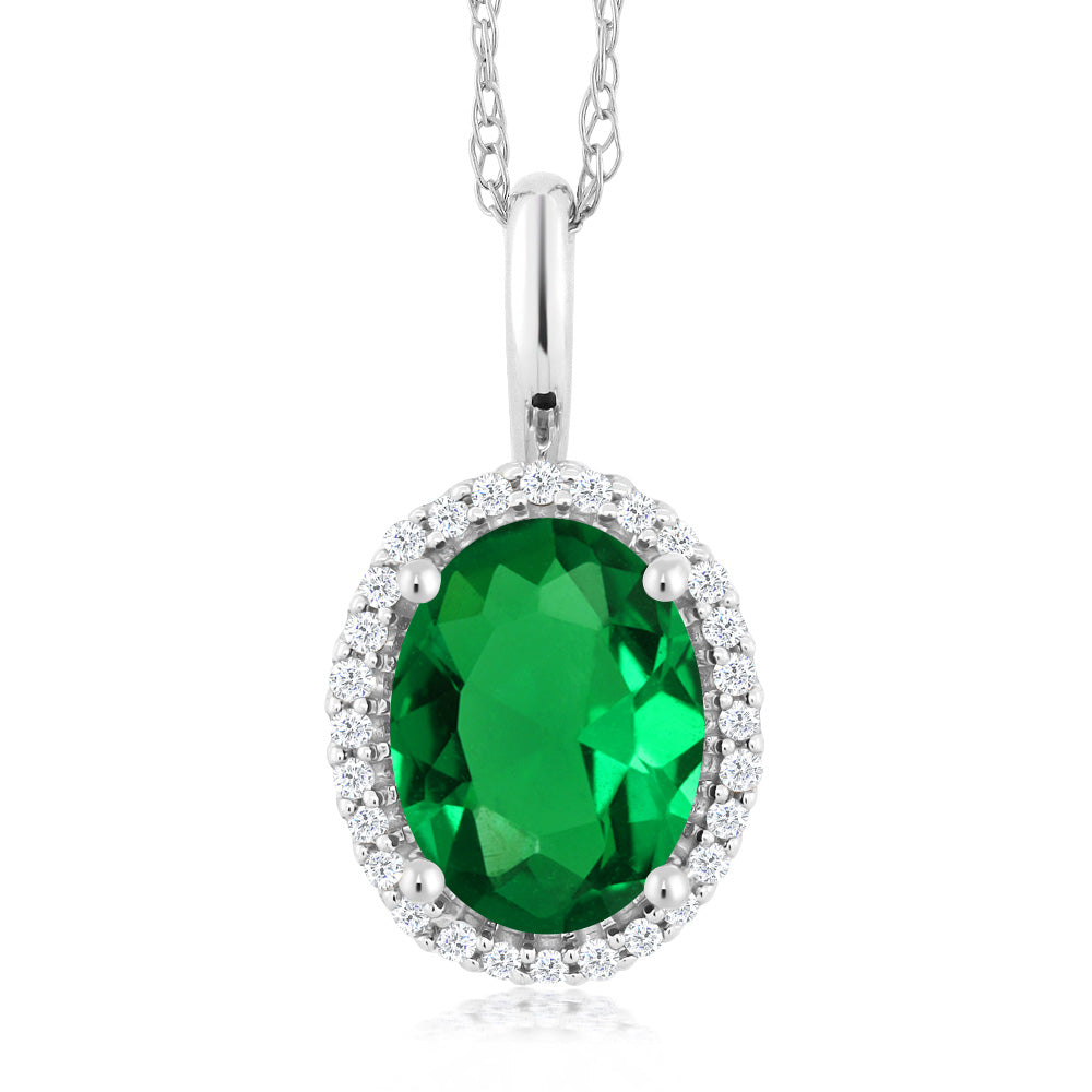 Nano Emerald - May_Pendant in 10K White Gold