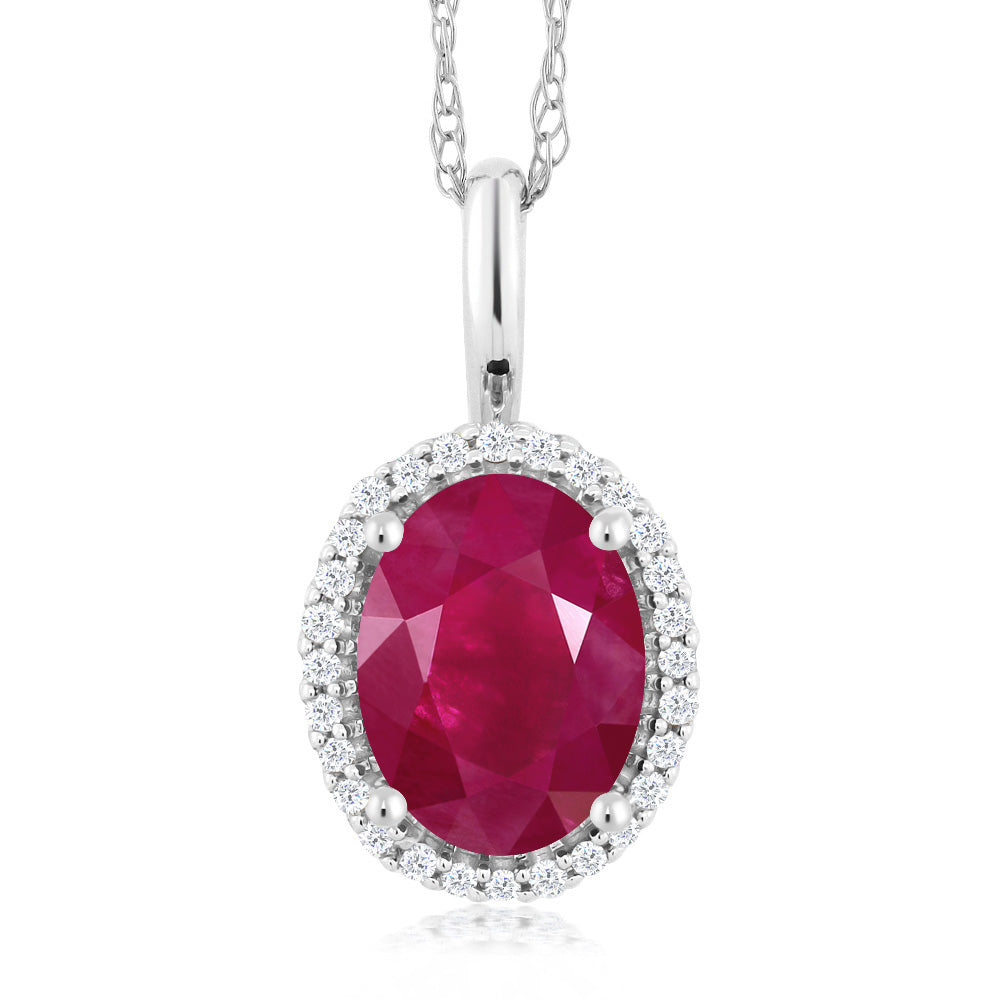 Ruby - July_Pendant in 10K White Gold