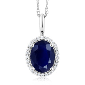 Sapphire and Diamonds_Pendant in 10K White Gold