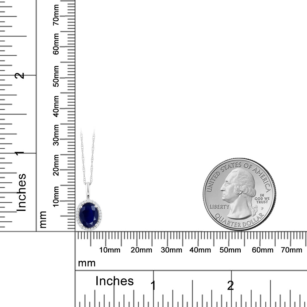 Sapphire and Diamonds_Pendant in 10K White Gold
