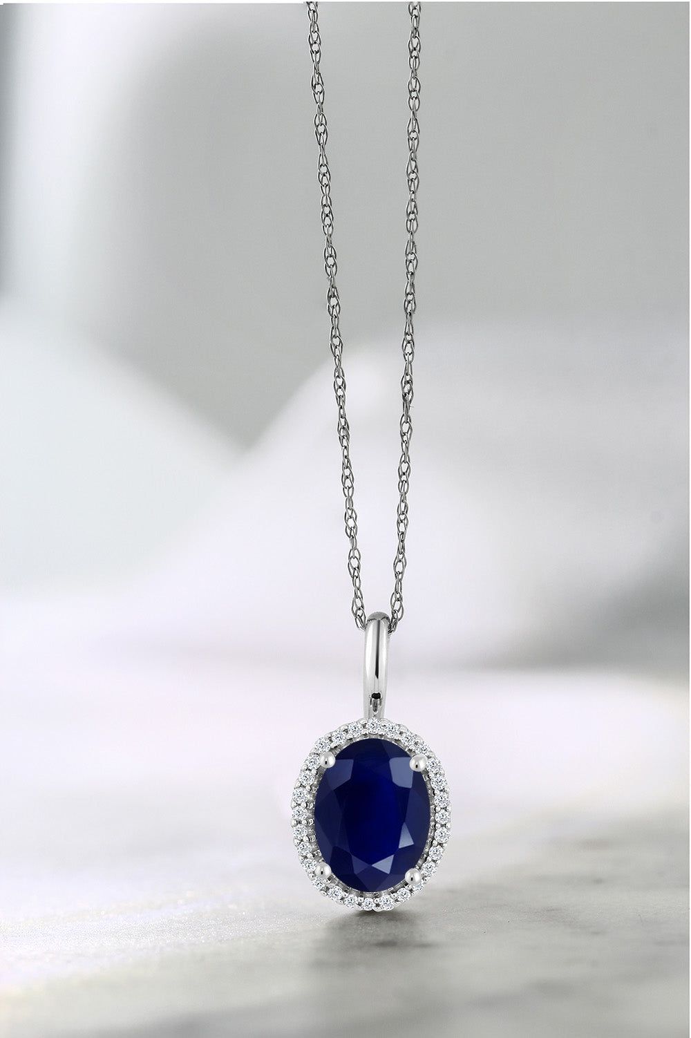 Sapphire and Diamonds_Pendant in 10K White Gold