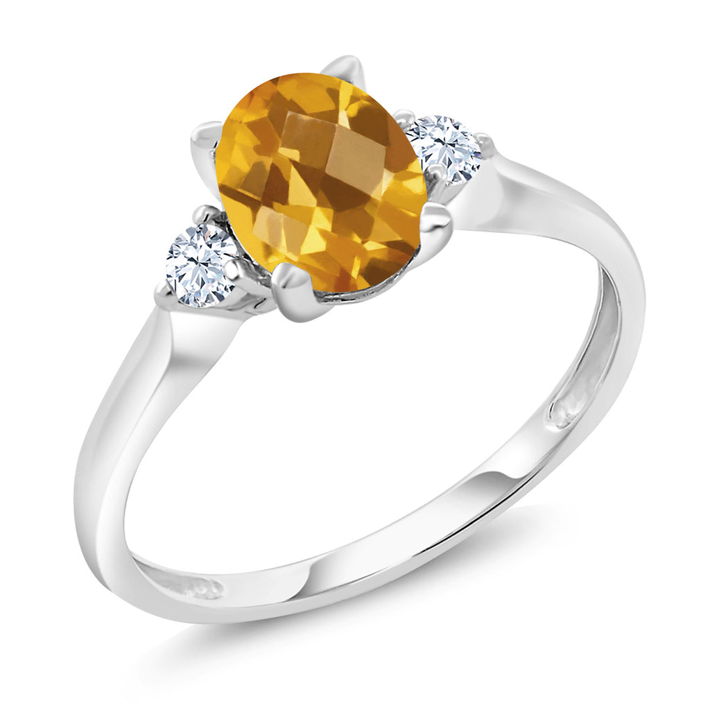 Citrine-Checkerboard - November_8_Ring in 10K White Gold