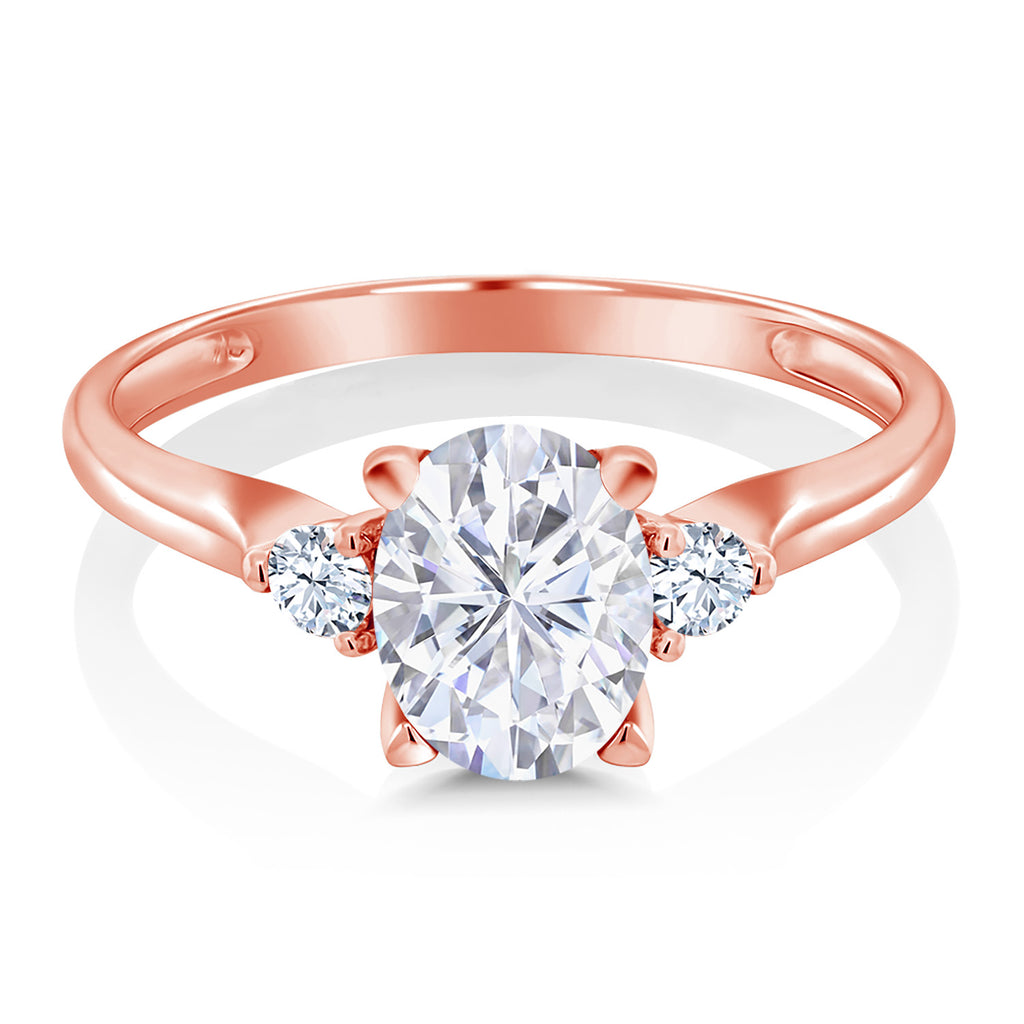 Moissanite and Created Sapphire_Ring in 10K Rose Gold