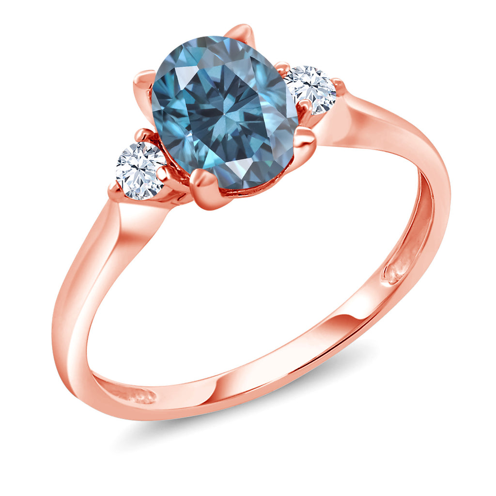 Persian Blue Moissanite - April_5_Ring in 10K Rose Gold
