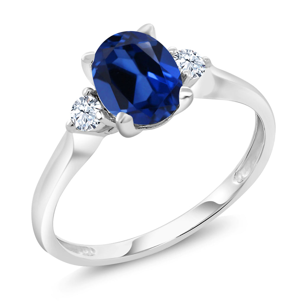 Blue Created Sapphire - September_9_Ring in 10K White Gold