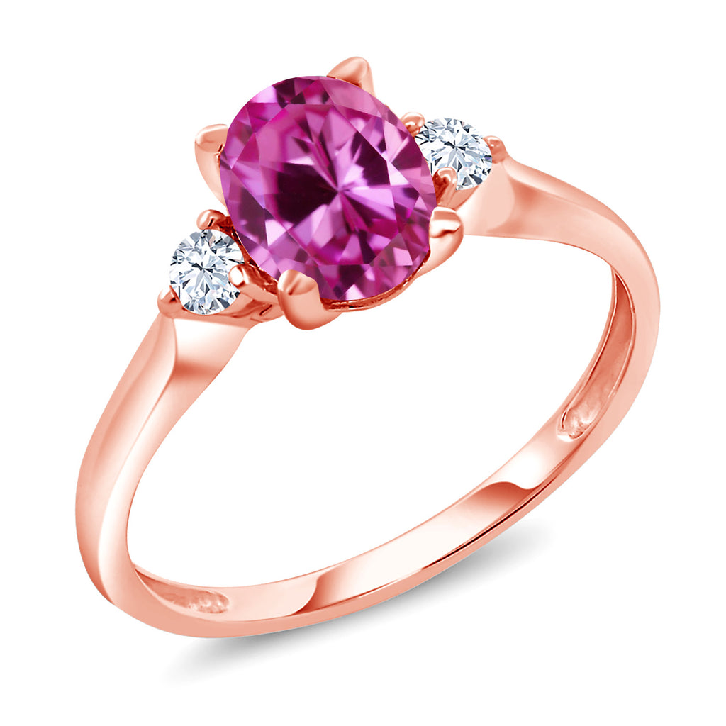 Pink Created Sapphire - September_8_Ring in 10K Rose Gold