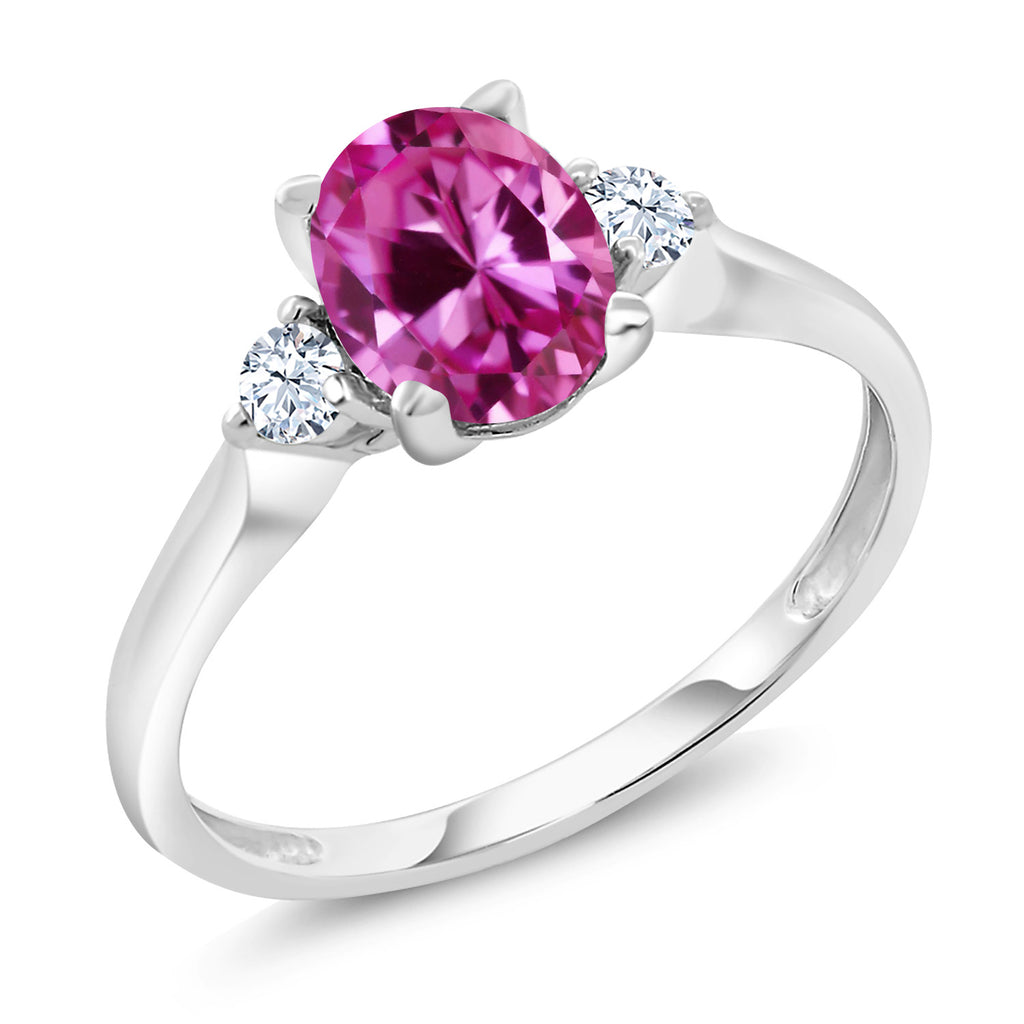 Pink Created Sapphire - September_7_Ring in 10K White Gold