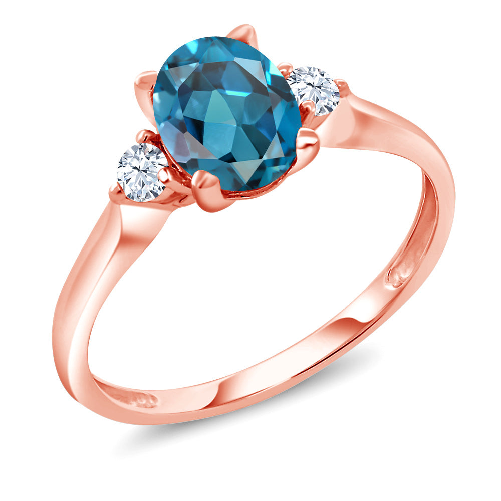 London Blue Topaz - November_7_Ring in 10K Rose Gold