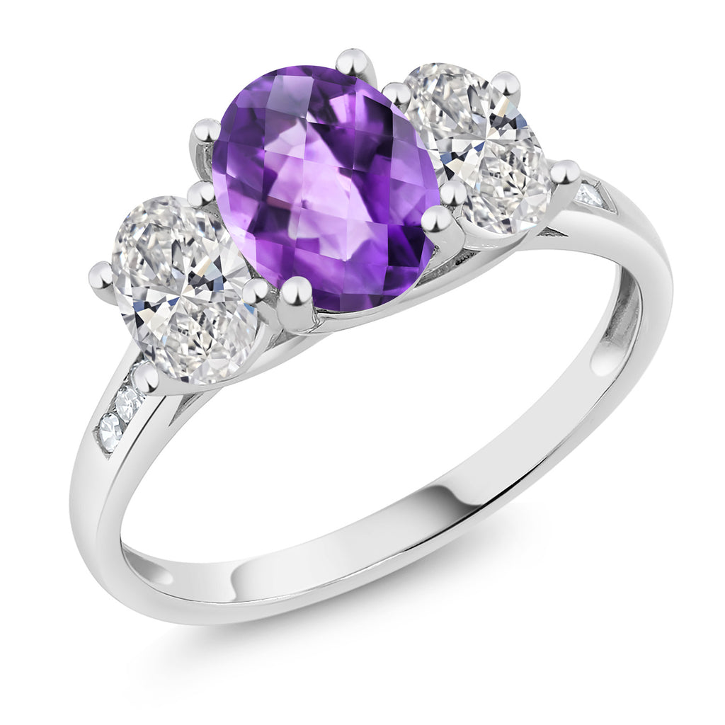 Amethyst-Checkerboard - February_8_Ring in 10K White Gold