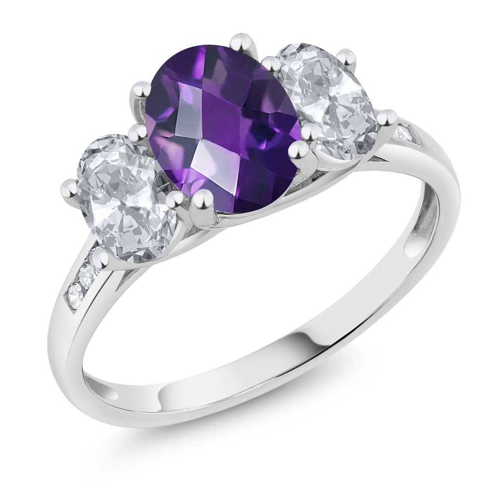 Amethyst-Checkerboard - February_8_Ring in 10K White Gold
