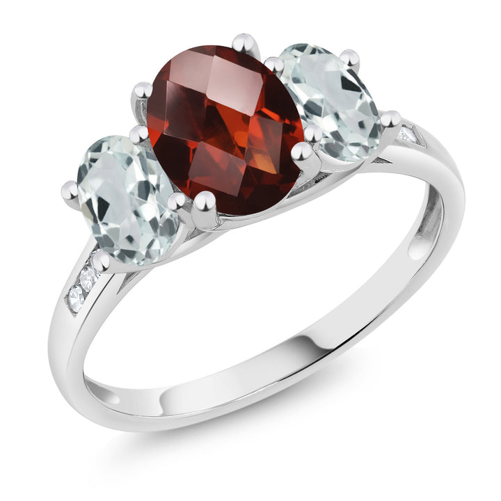 Garnet-Checkerboard - January_5_Ring in 10K White Gold