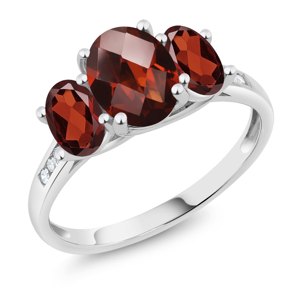 Garnet-Checkerboard - January_9_Ring in 10K White Gold