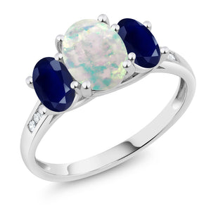 Opal - Sapphire and Diamond_7_Ring in 10K White Gold