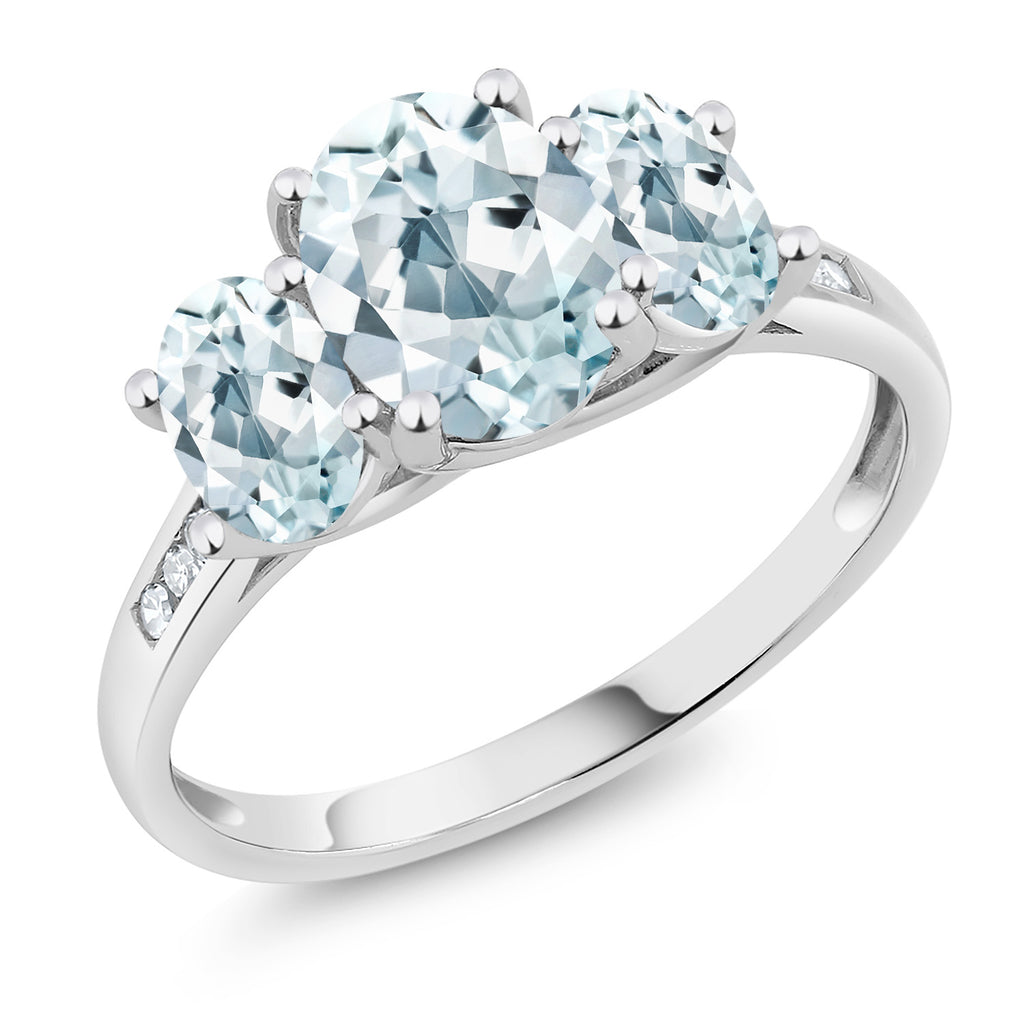 Aquamarine - March_5_Ring in 10K White Gold