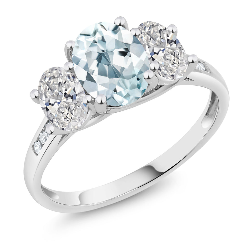 Aquamarine - March_8_Ring in 10K White Gold