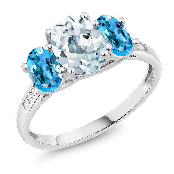 Aquamarine - March_5_Ring in 10K White Gold