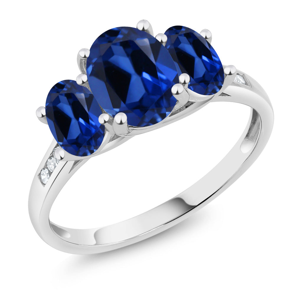 Blue Created Sapphire - September_8_Ring in 10K White Gold