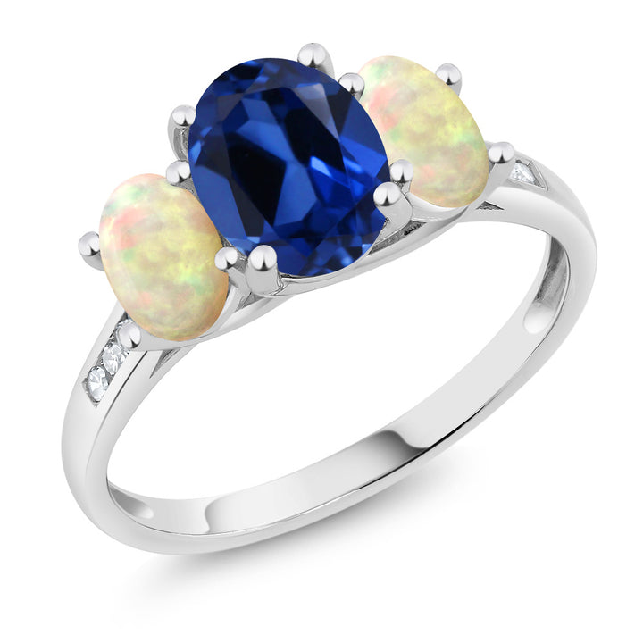Blue Created Sapphire - September_5_Ring in 10K White Gold
