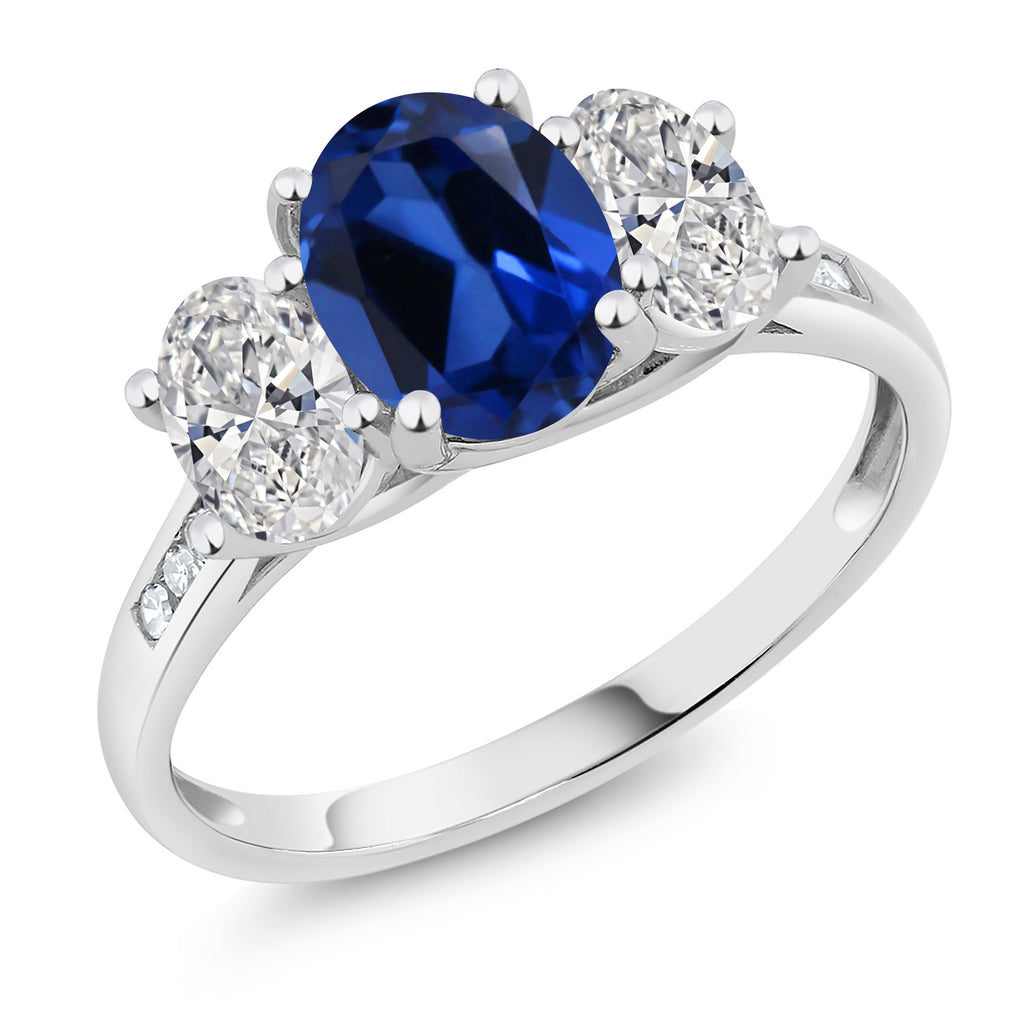 Blue Created Sapphire - September_6_Ring in 10K White Gold