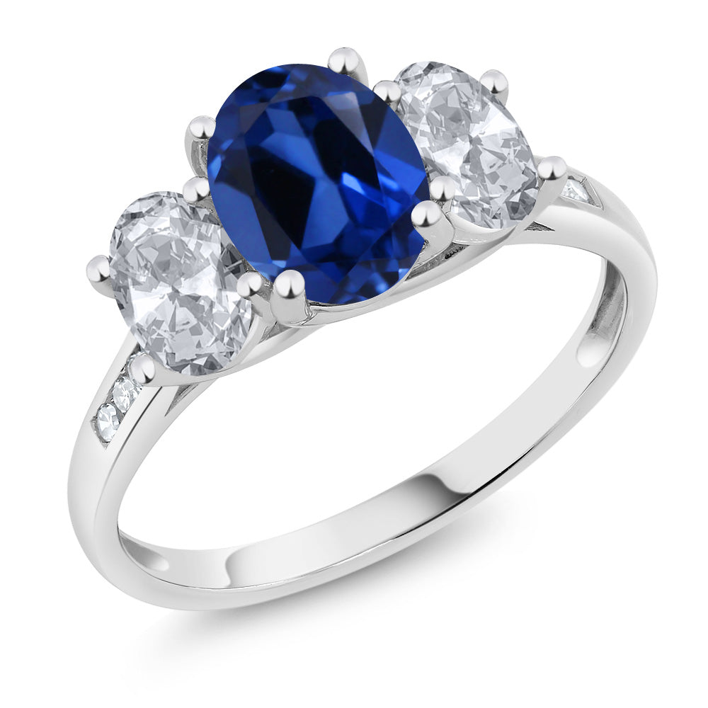 Blue Created Sapphire - September_9_Ring in 10K White Gold
