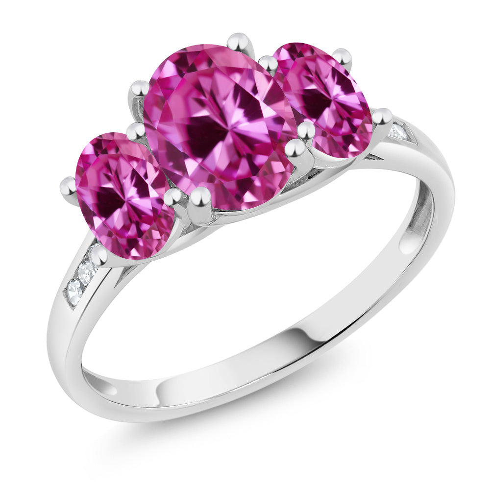 Pink Created Sapphire - September_6_Ring in 10K White Gold