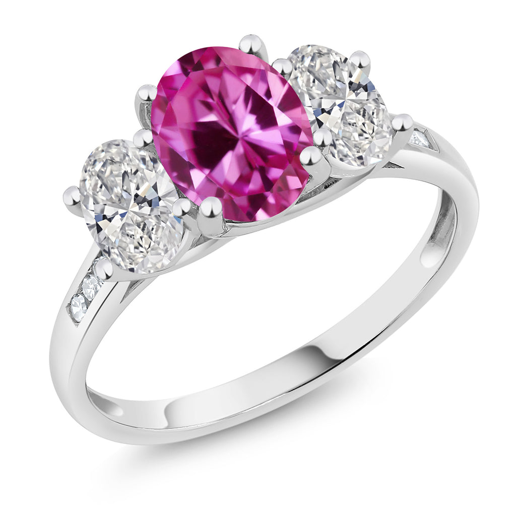 Pink Created Sapphire - September_6_Ring in 10K White Gold