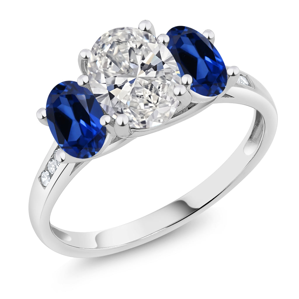 Blue Created Sapphire - September_5_Ring in 10K White Gold