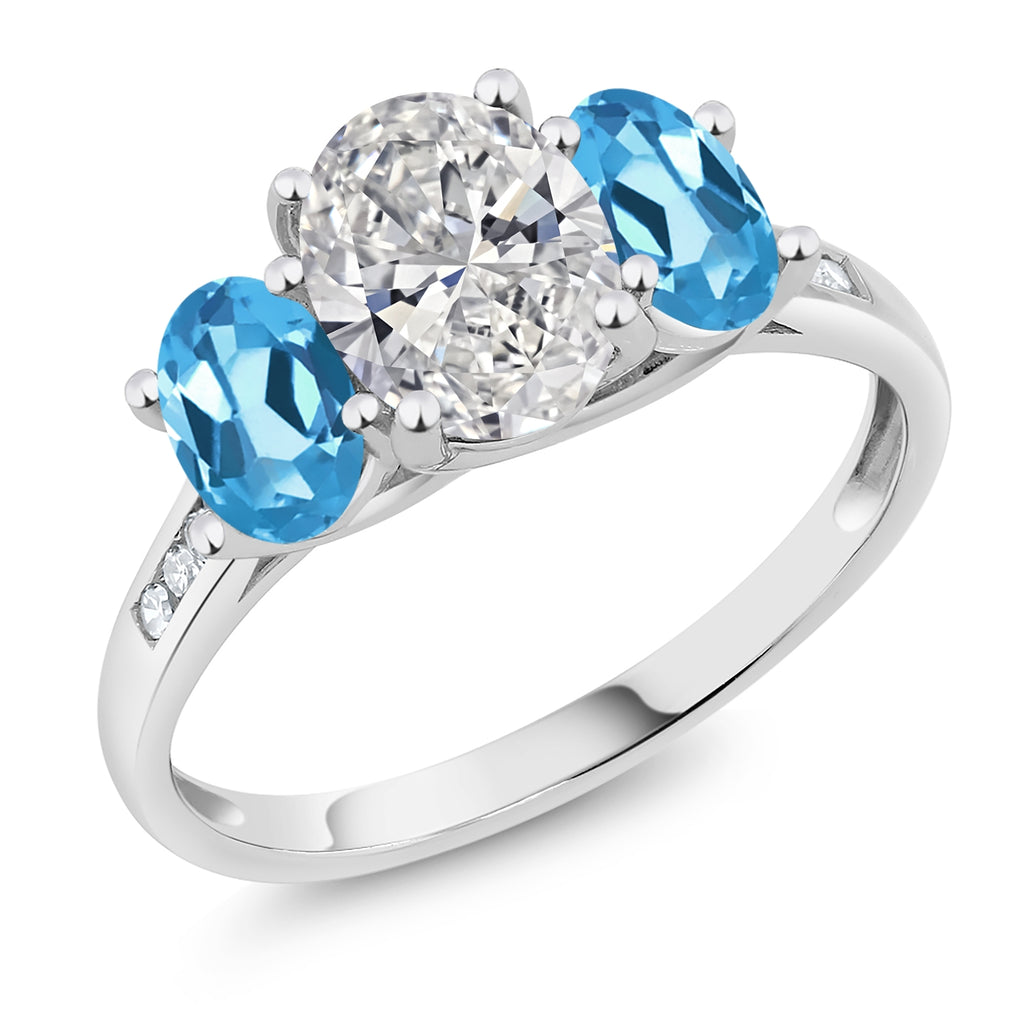 Swiss Blue Topaz - November_5_Ring in 10K White Gold