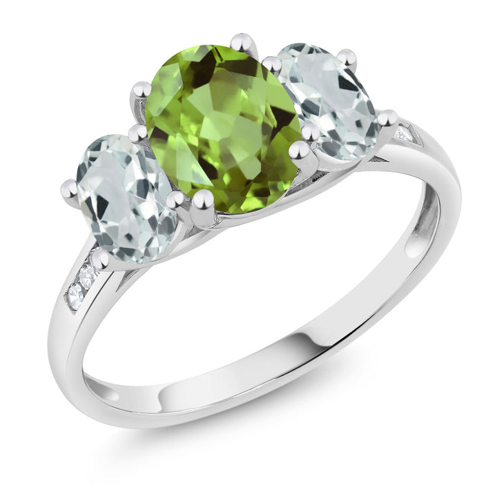 Peridot_5_Ring in 10K White Gold