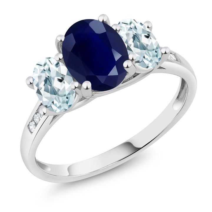 Blue Sapphire_5_Ring in 10K White Gold