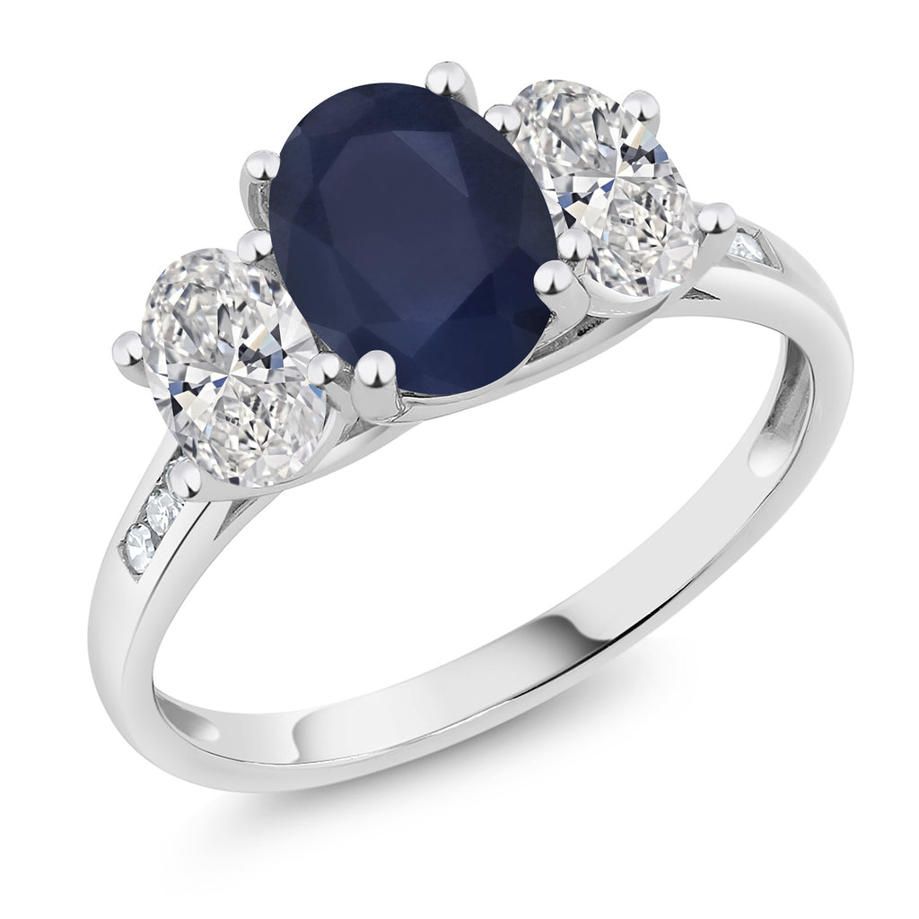Blue Sapphire - September_6_Ring in 10K White Gold