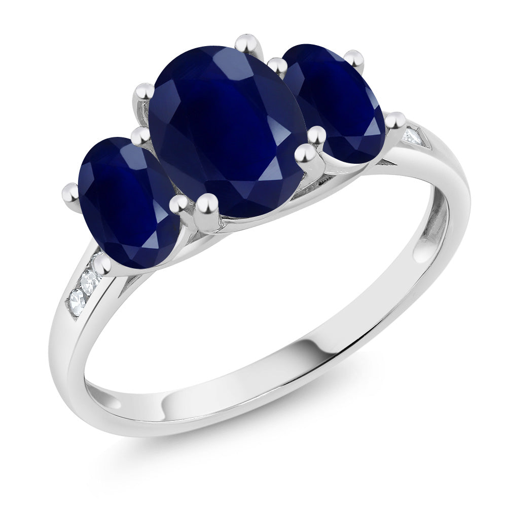 Blue Sapphire - September_7_Ring in 10K White Gold