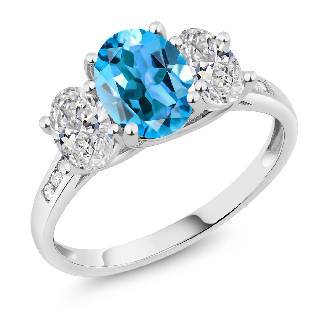 Swiss Blue Topaz - November_7_Ring in 10K White Gold